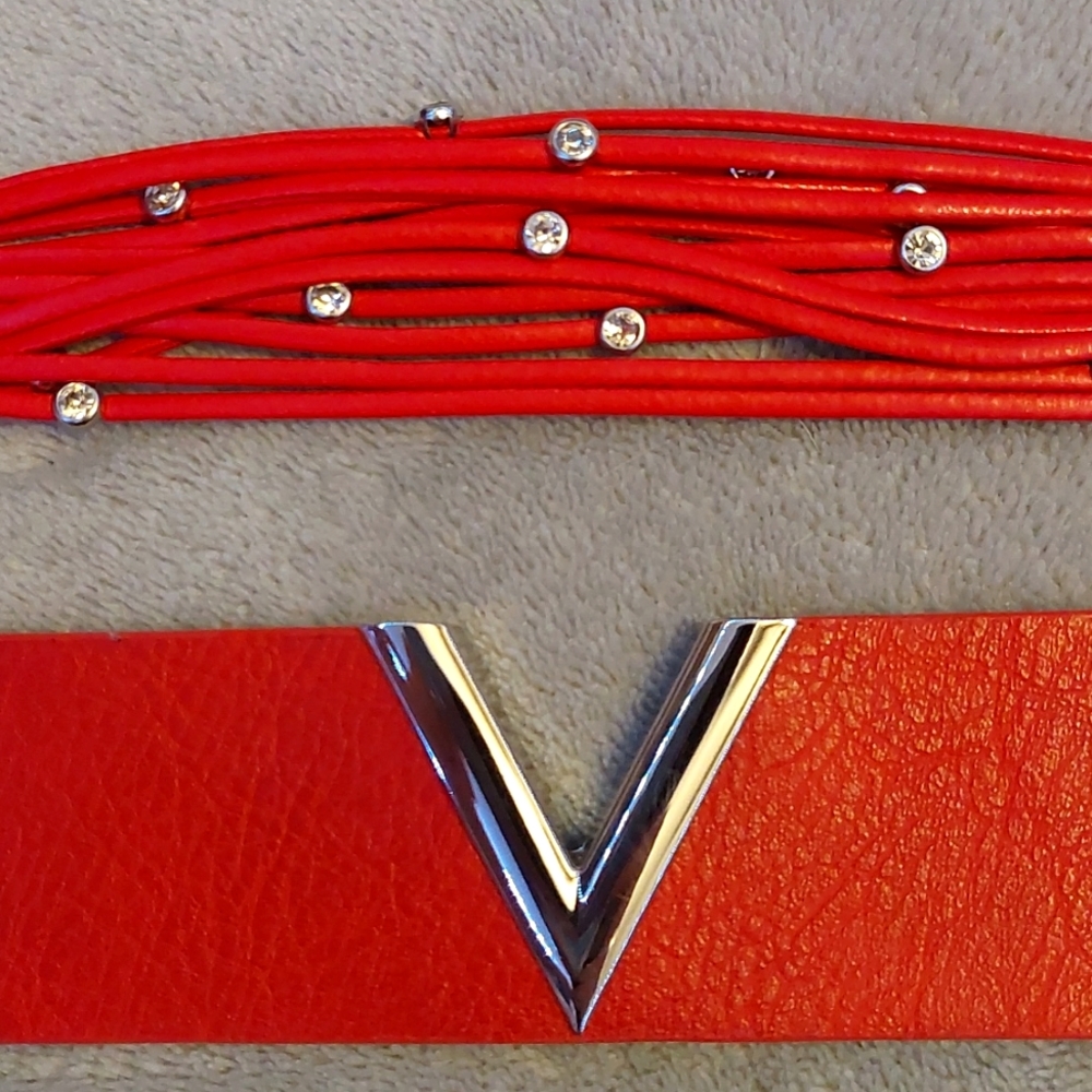 Red Snap Bracelets 2pc Set